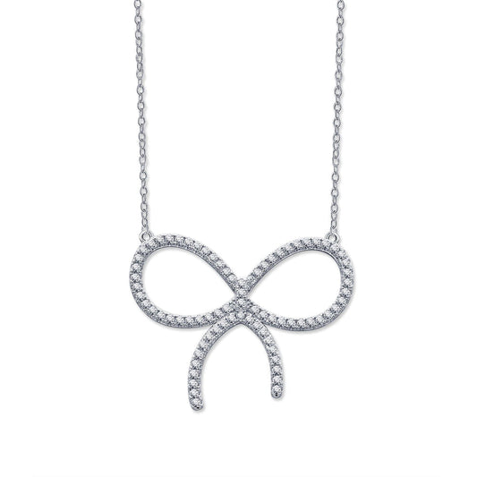 [Eterna Jewels]CLAW SET RHODIUM PLATED BOW NECKLACE
