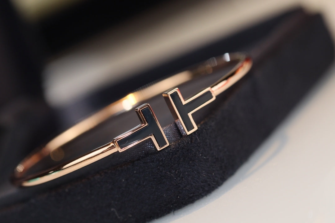 [Eterna Jewels]T BRACELET 1.8MM ONYX PINK GOLD