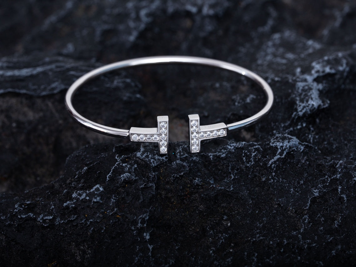 [Eterna Jewels]T BRACELET 1.8MM DIAMOND SILVER