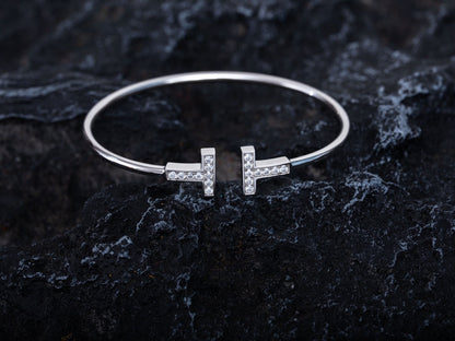 [Eterna Jewels]T BRACELET 1.8MM DIAMOND SILVER