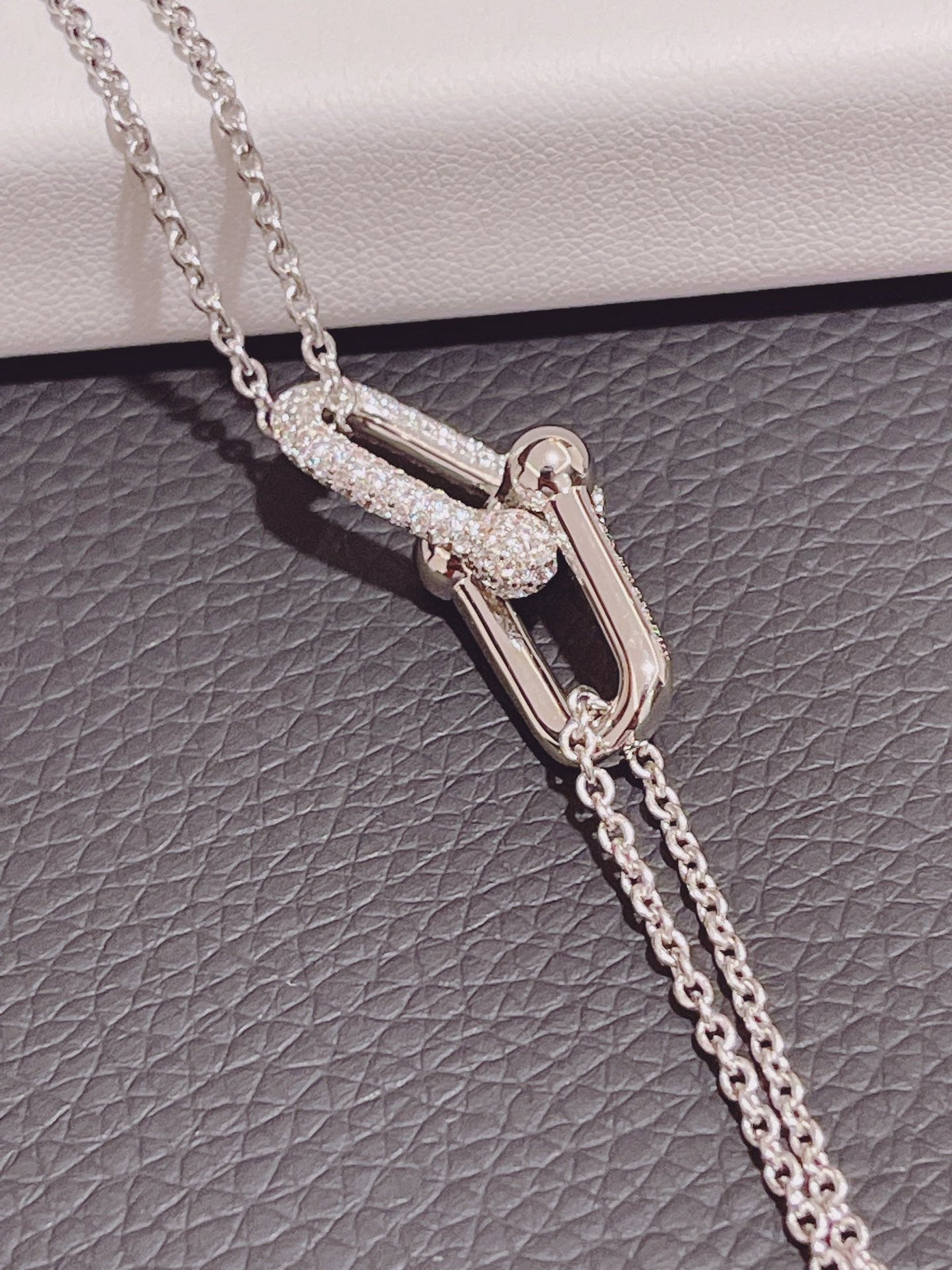 [Eterna Jewels]HARDWEAR DOUBLE LINK PEDANT SILVER DIAMOND NECKLACE