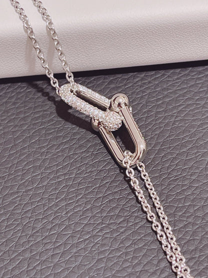 [Eterna Jewels]HARDWEAR DOUBLE LINK PEDANT SILVER DIAMOND NECKLACE