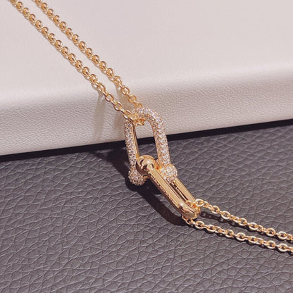 [Eterna Jewels]HARDWEAR DOUBLE LINK PEDANT PINK GOLD DIAMOND NECKLACE