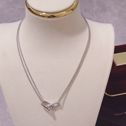 [Eterna Jewels]HARDWEAR DOUBLE LINK PEDANT SILVER DIAMOND NECKLACE