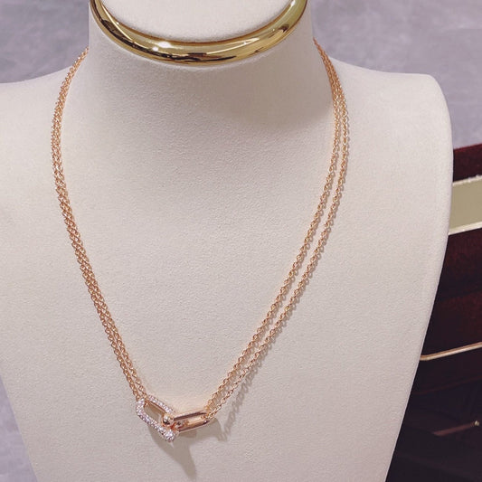 [Eterna Jewels]HARDWEAR DOUBLE LINK PEDANT PINK GOLD DIAMOND NECKLACE