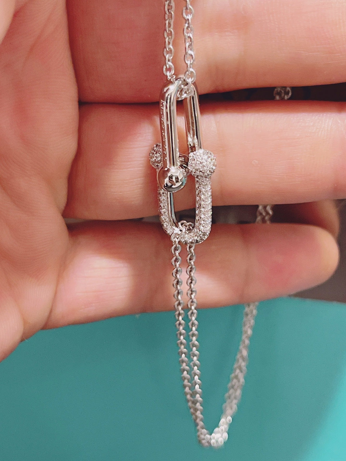 [Eterna Jewels]HARDWEAR DOUBLE LINK PEDANT SILVER DIAMOND NECKLACE