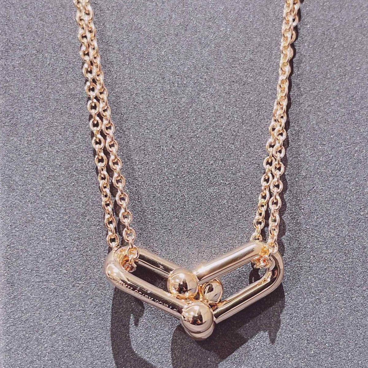 [Eterna Jewels]HARDWEAR DOUBLE LINK PEDANT PINK GOLD NECKLACE