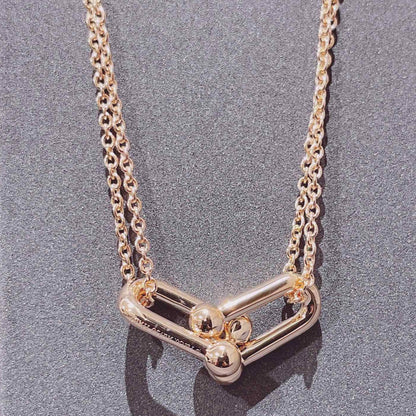 [Eterna Jewels]HARDWEAR DOUBLE LINK PEDANT PINK GOLD NECKLACE