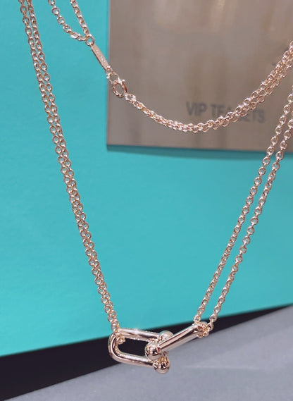 [Eterna Jewels]HARDWEAR DOUBLE LINK PEDANT PINK GOLD NECKLACE