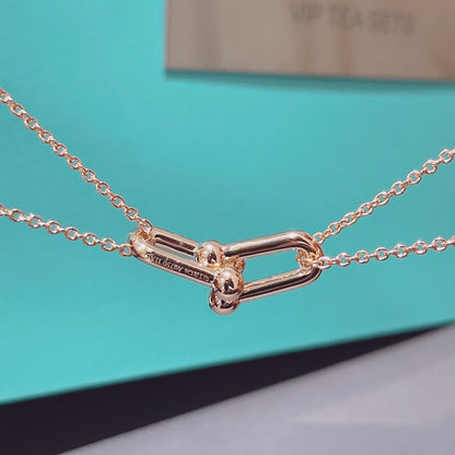 [Eterna Jewels]HARDWEAR DOUBLE LINK PEDANT PINK GOLD NECKLACE