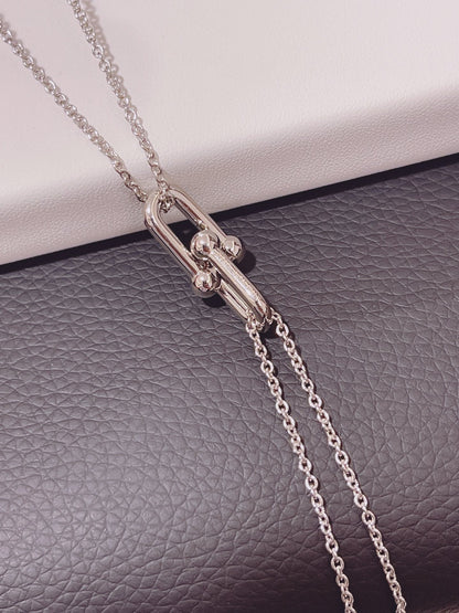 [Eterna Jewels]HARDWEAR DOUBLE LINK PEDANT SILVER NECKLACE