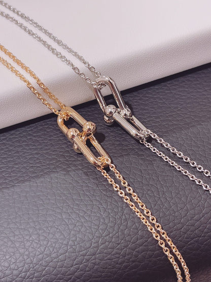 [Eterna Jewels]HARDWEAR DOUBLE LINK PEDANT PINK GOLD NECKLACE