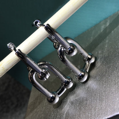 [Eterna Jewels]HARDWARE DROP EARRINGS DOUBLE LINK