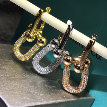 [Eterna Jewels]HARDWARE DROP EARRINGS DOUBLE LINK DIAMOND