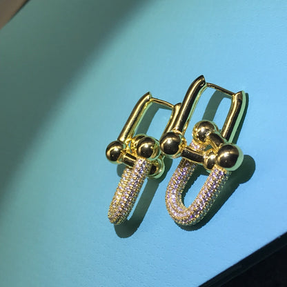 [Eterna Jewels]HARDWARE DROP EARRINGS DOUBLE LINK DIAMOND