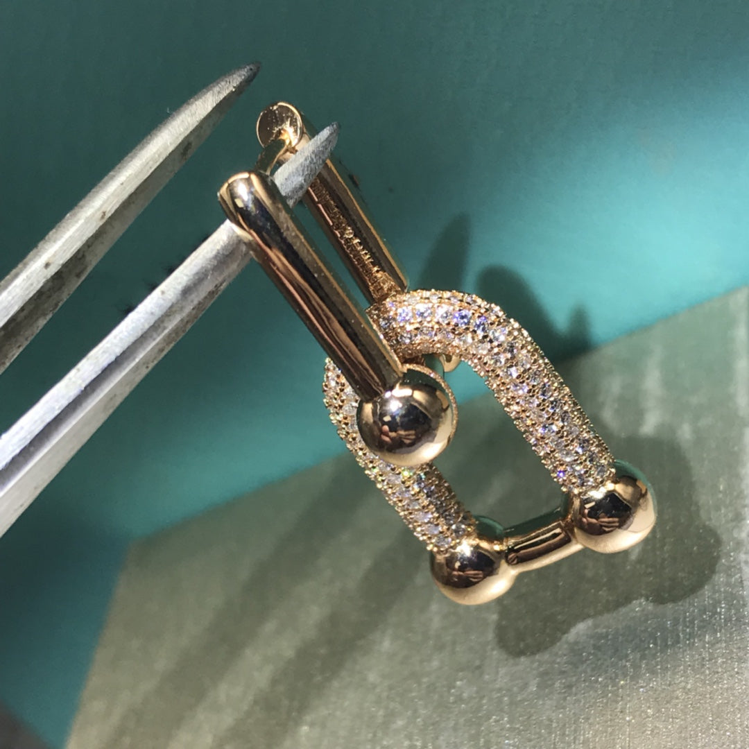 [Eterna Jewels]HARDWARE DROP EARRINGS DOUBLE LINK DIAMOND
