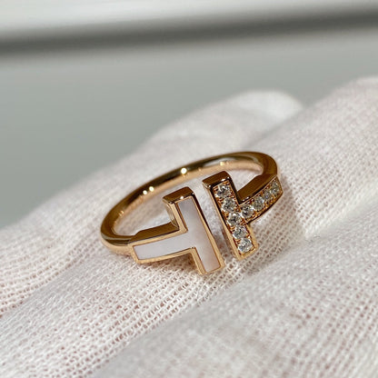 [Eterna Jewels]T WIRE MOP DIAMOND RING PINK GOLD