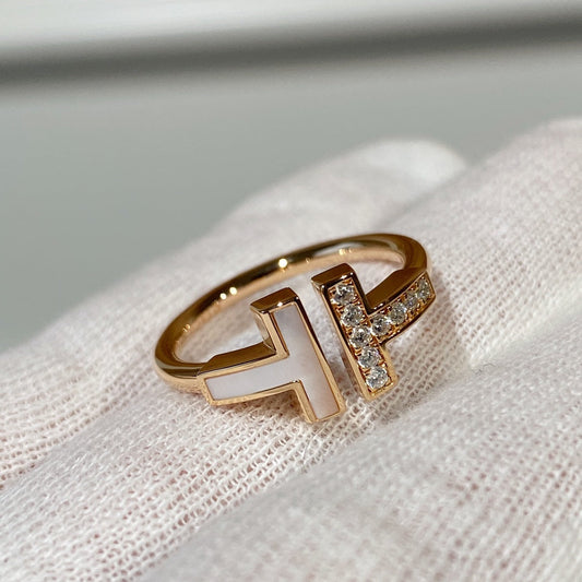 [Eterna Jewels]T WIRE MOP DIAMOND RING PINK GOLD