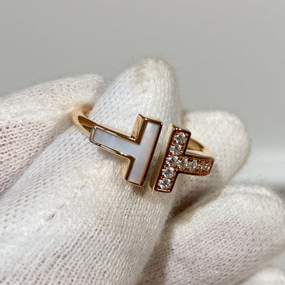 [Eterna Jewels]T WIRE MOP DIAMOND RING PINK GOLD