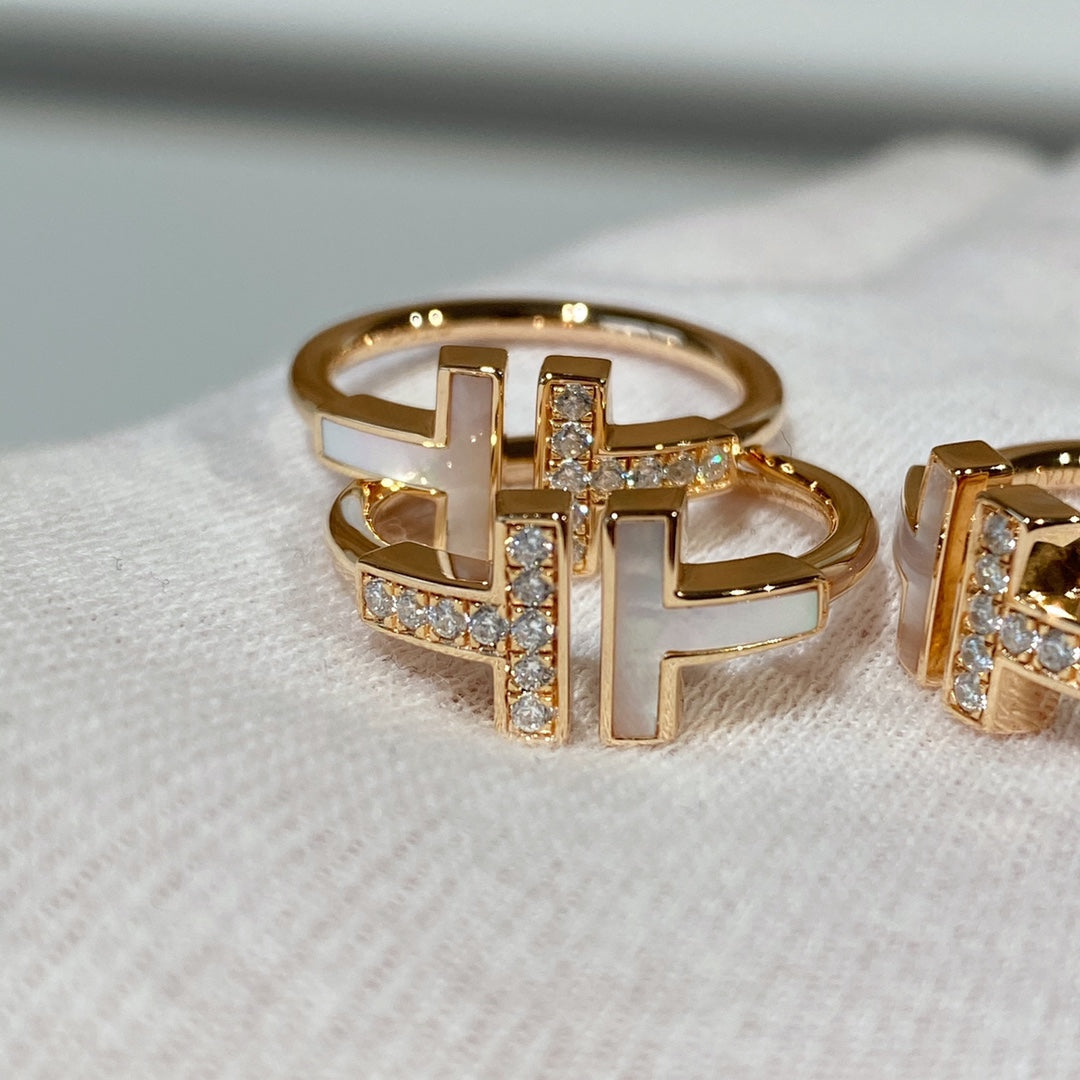 [Eterna Jewels]T WIRE MOP DIAMOND RING PINK GOLD