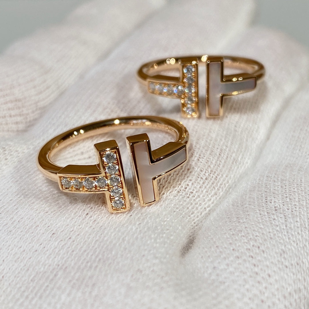 [Eterna Jewels]T WIRE MOP DIAMOND RING PINK GOLD