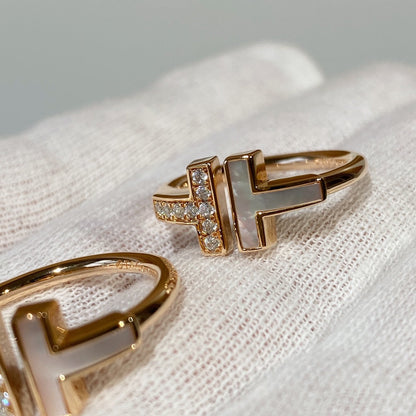 [Eterna Jewels]T WIRE MOP DIAMOND RING PINK GOLD