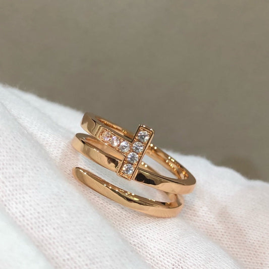 [Eterna Jewels]T WIRE DOUBLE ROWS RING PINK GOLD
