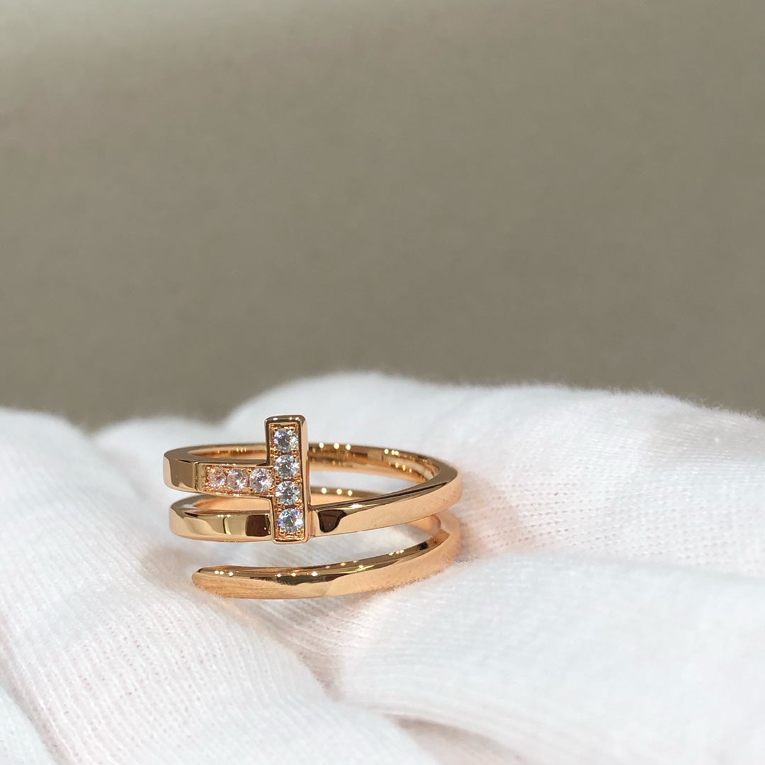 [Eterna Jewels]T WIRE DOUBLE ROWS RING PINK GOLD