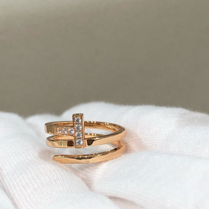 [Eterna Jewels]T WIRE DOUBLE ROWS RING PINK GOLD