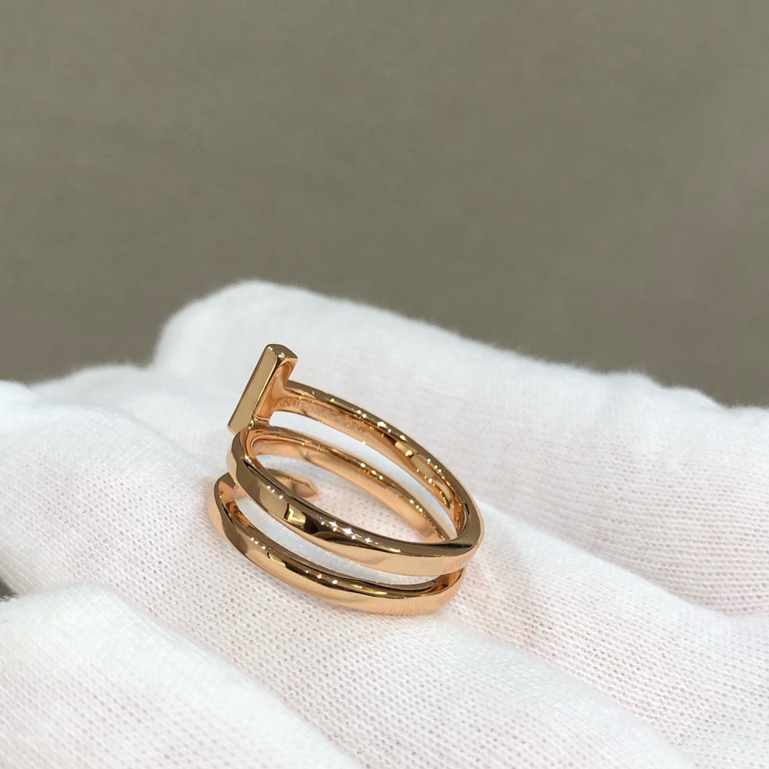 [Eterna Jewels]T WIRE DOUBLE ROWS RING PINK GOLD