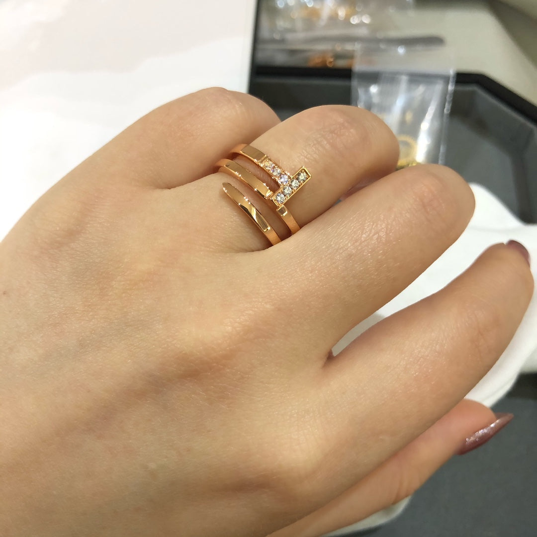 [Eterna Jewels]T WIRE DOUBLE ROWS RING PINK GOLD