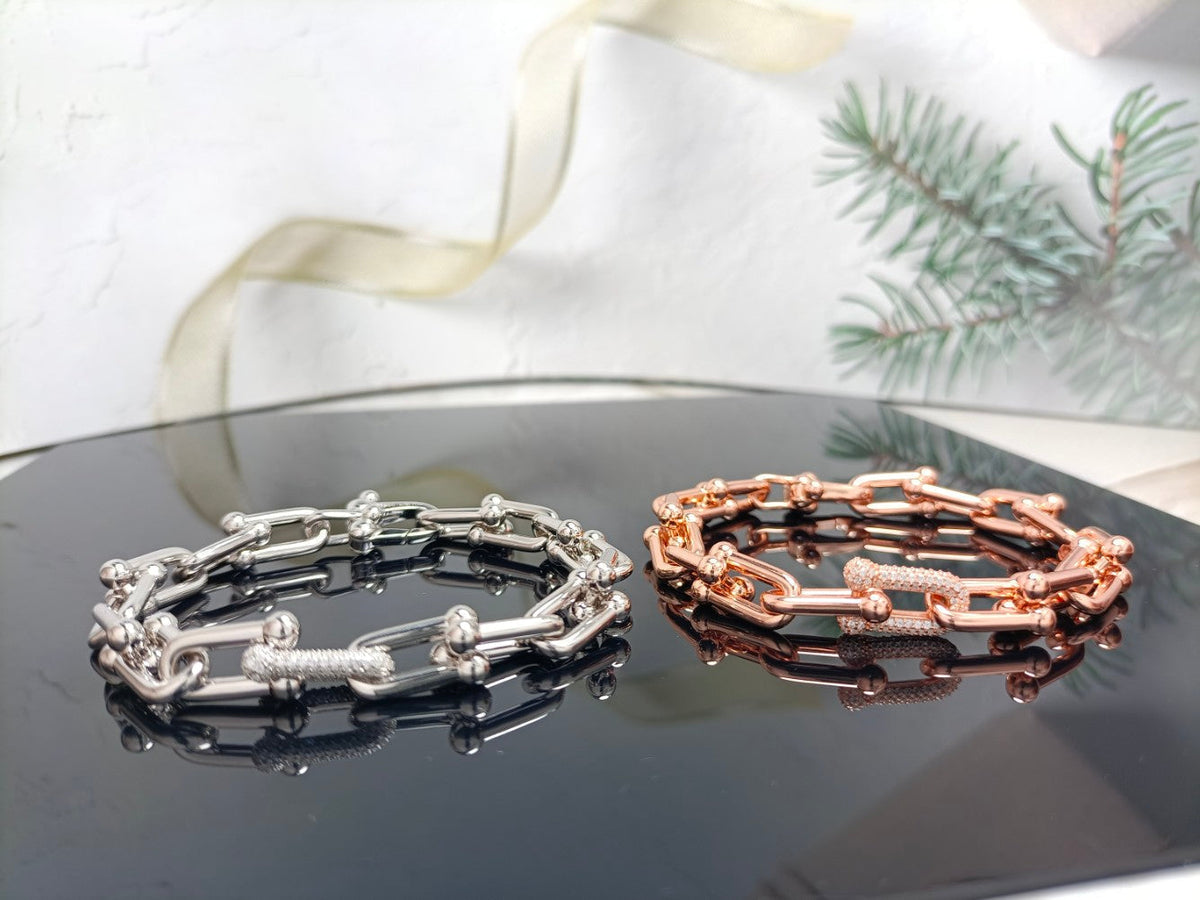 [Eterna Jewels]HARDWEAR BRACELET PINK GOLD AND SILVER DIAMOND