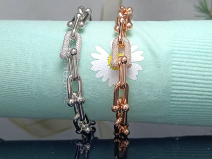 [Eterna Jewels]HARDWEAR BRACELET PINK GOLD AND SILVER DIAMOND
