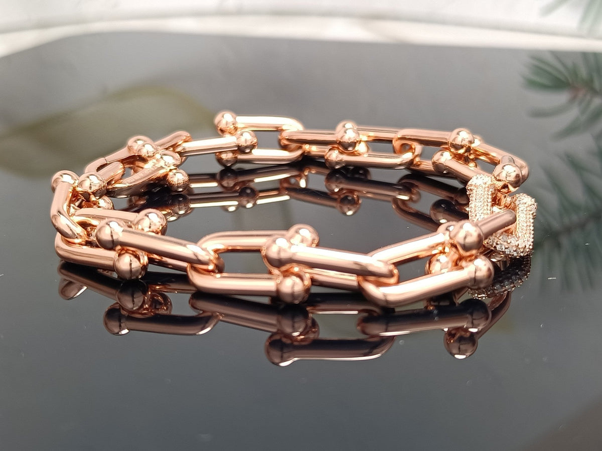 [Eterna Jewels]HARDWEAR BRACELET PINK GOLD AND SILVER DIAMOND