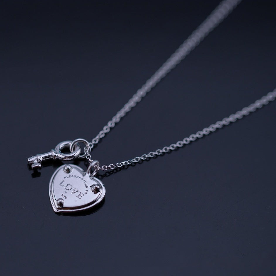 [Eterna Jewels]KEY AND HEART SILVER NECKLACE