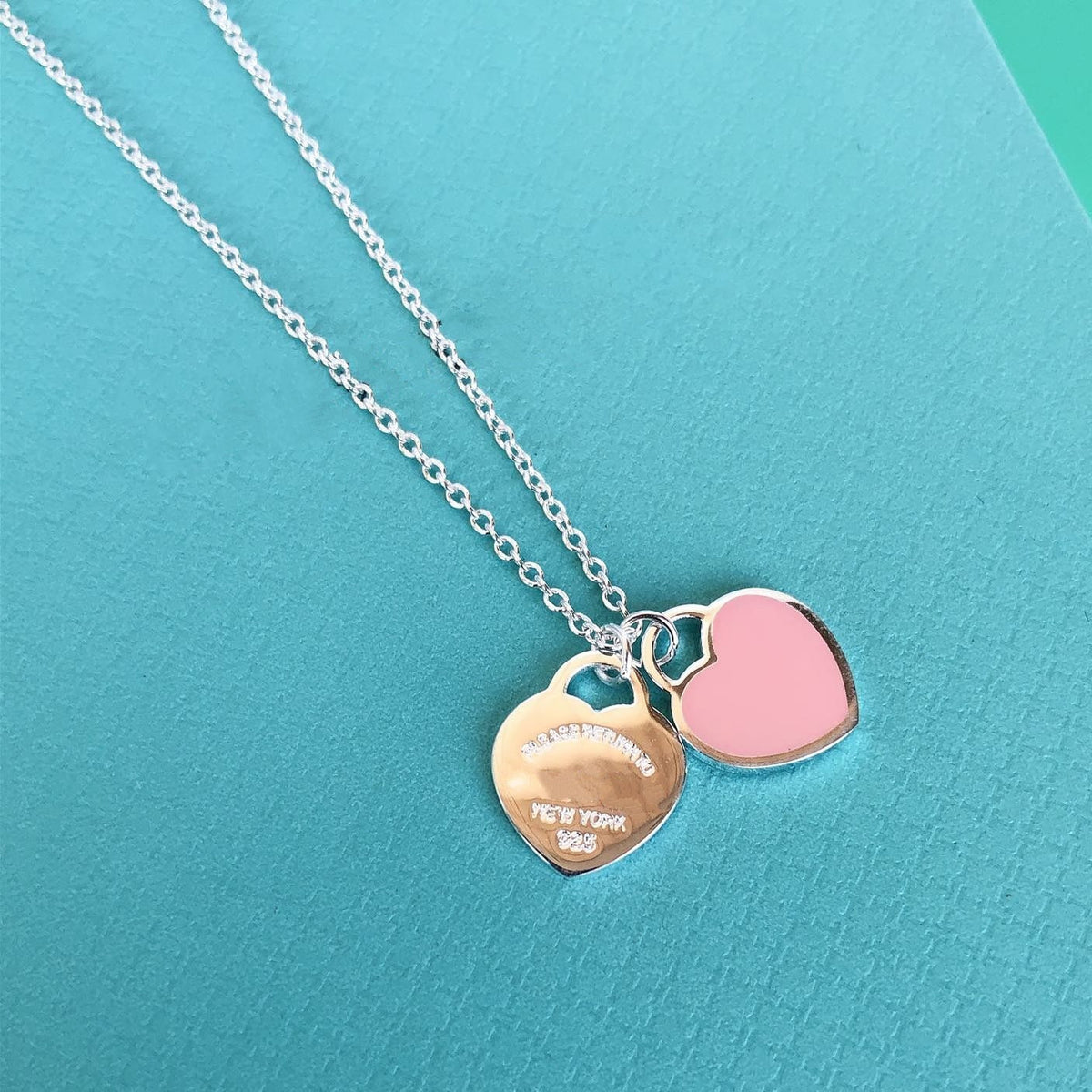 [Eterna Jewels]DOUBLE HEART PEDANT SILVER NECKLACE