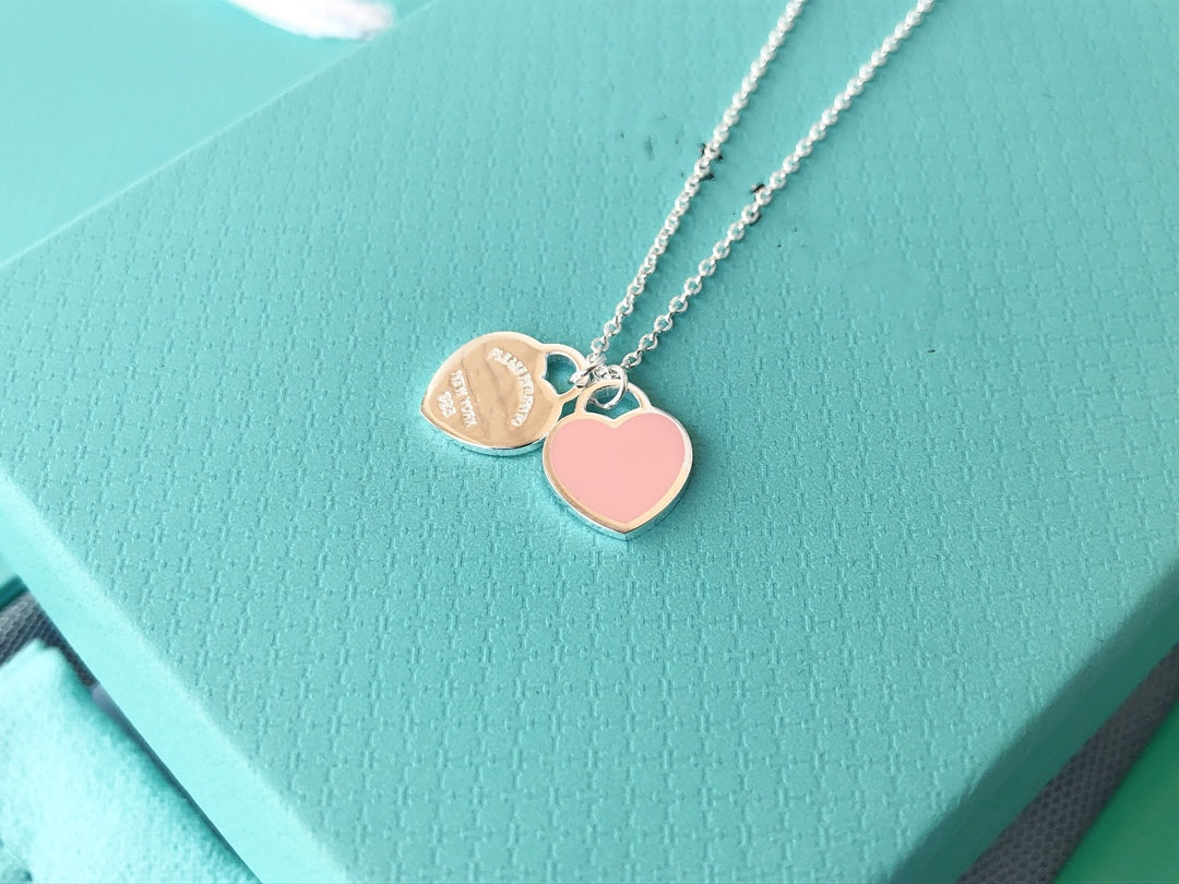 [Eterna Jewels]DOUBLE HEART PEDANT SILVER NECKLACE