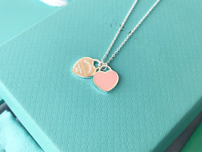 [Eterna Jewels]DOUBLE HEART PEDANT SILVER NECKLACE