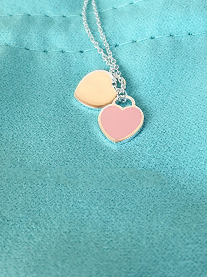 [Eterna Jewels]DOUBLE HEART PEDANT SILVER NECKLACE