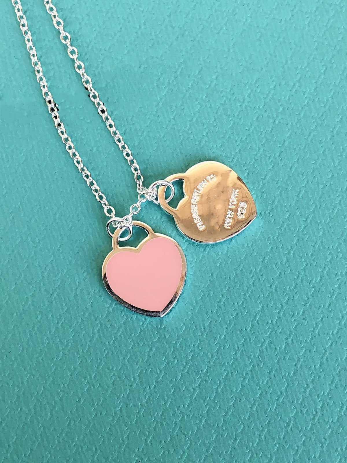 [Eterna Jewels]DOUBLE HEART PEDANT SILVER NECKLACE