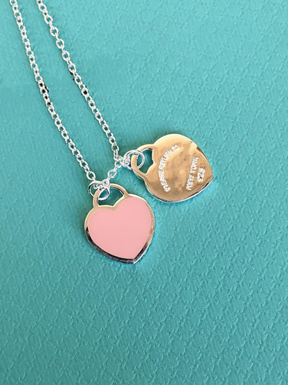 [Eterna Jewels]DOUBLE HEART PEDANT SILVER NECKLACE