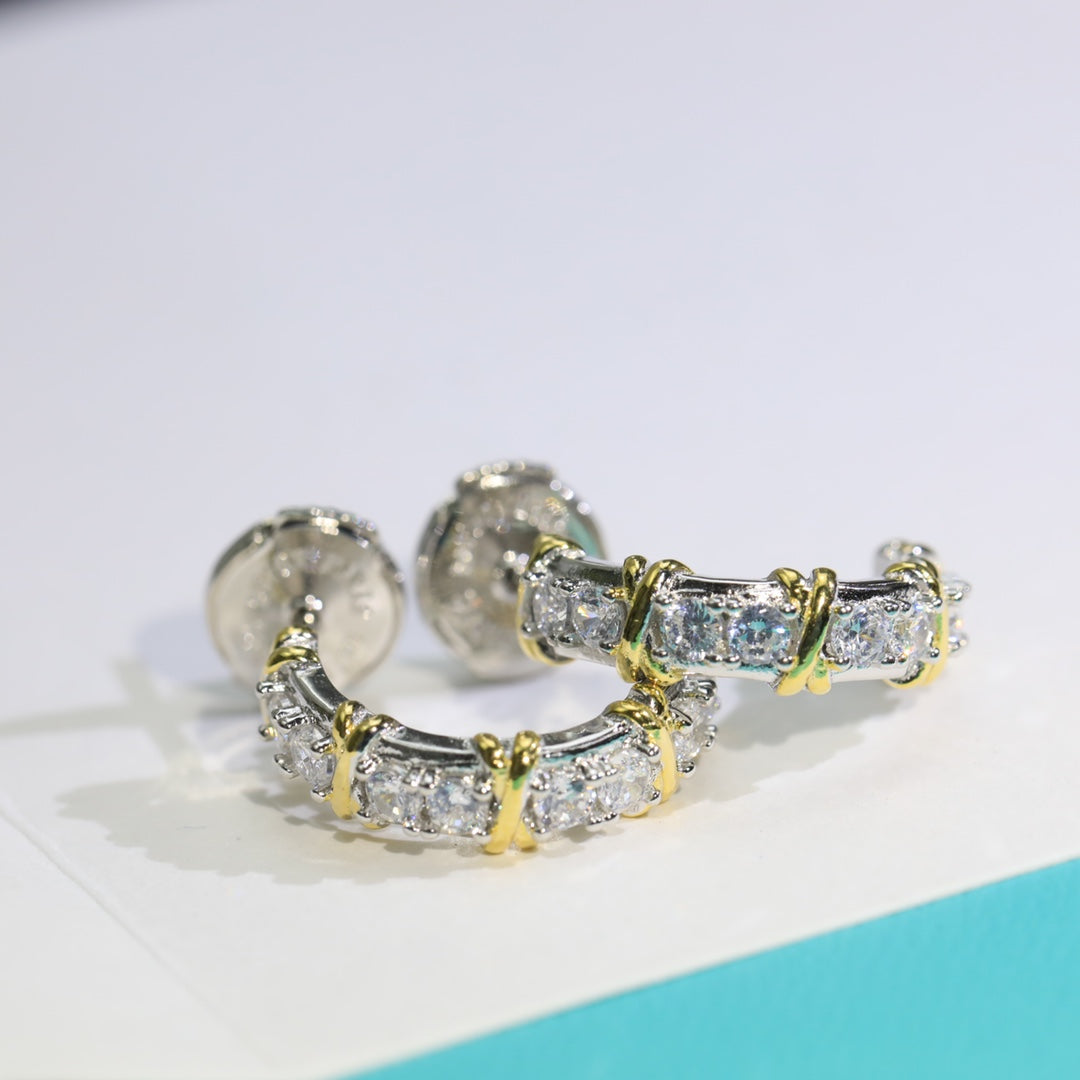 [Eterna Jewels]TWENTY STONE HOOP GOLD EARRINGS