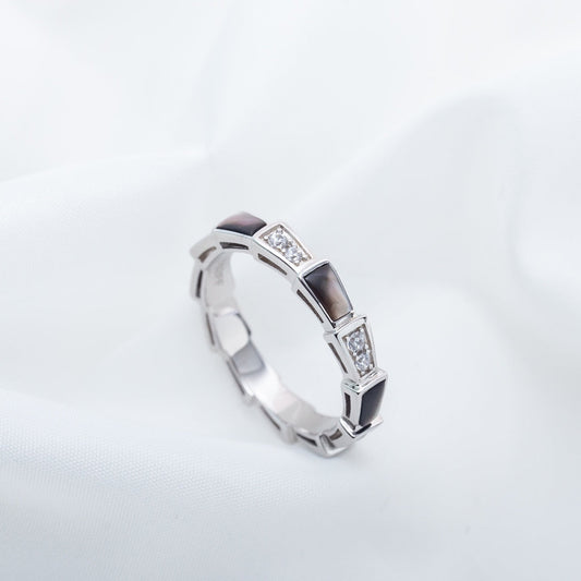 [Eterna Jewels]SERPENTI RING SILVER  DIAMOND BLACK MOP 3MM