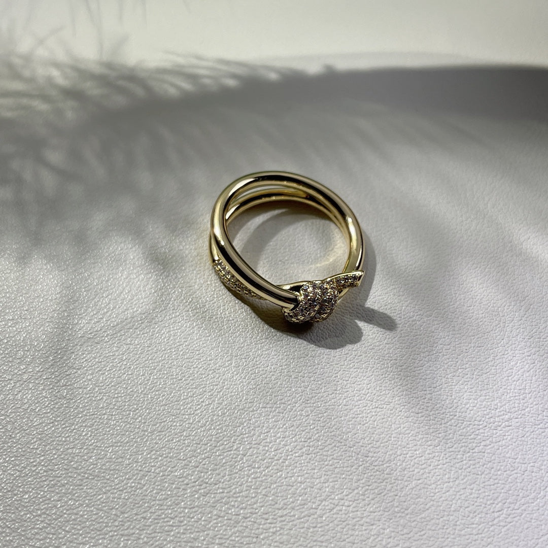 [Eterna Jewels]KNOT RING DOUBLE ROW GOLD DIAMOND