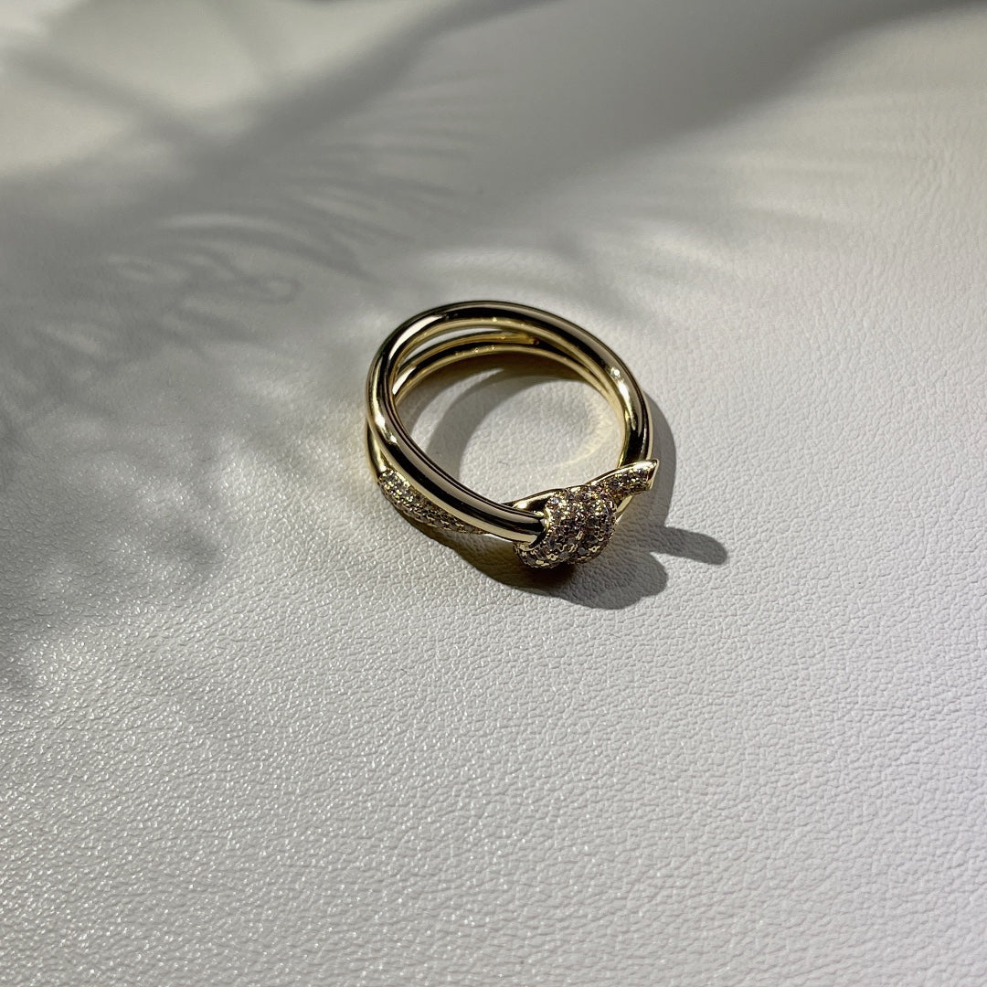 [Eterna Jewels]KNOT RING DOUBLE ROW GOLD DIAMOND