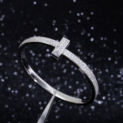 [Eterna Jewels]WIDE DIAMONDS HINGED BANGLE SILVER