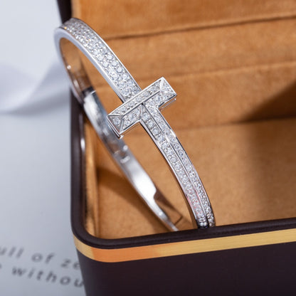 [Eterna Jewels]WIDE DIAMONDS HINGED BANGLE SILVER