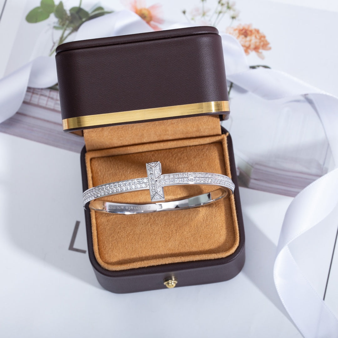 [Eterna Jewels]WIDE DIAMONDS HINGED BANGLE SILVER