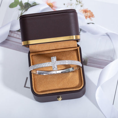 [Eterna Jewels]WIDE DIAMONDS HINGED BANGLE SILVER