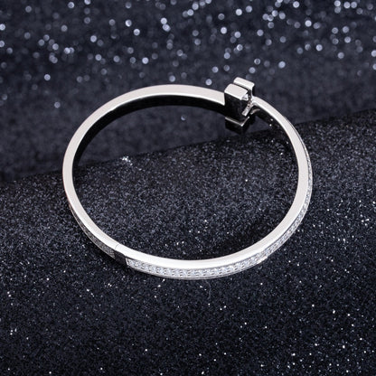[Eterna Jewels]WIDE DIAMONDS HINGED BANGLE SILVER